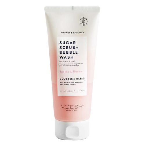 Voesh Sugar Scrub and Bubble Wash Blossom Bliss, 219ml/7.4 fl oz Voesh Sugar Scrub and Bubble Wash Blossom Bliss on white background