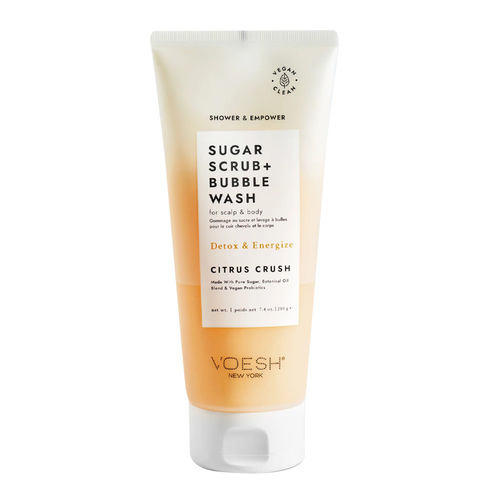 Voesh Sugar Scrub and Bubble Wash Citrus Crush, 219ml/7.4 fl oz Voesh Sugar Scrub and Bubble Wash Citrus Crush on white background