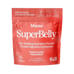 SuperBelly Peach Lychee on white background