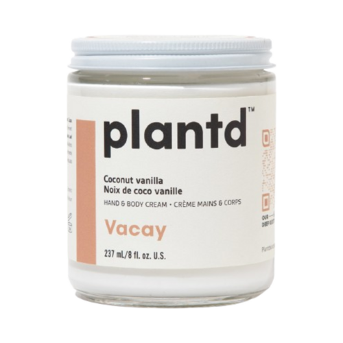 Plantd Skincare Vacay Coconut Vanilla Hand and Body Cream, 237ml/8.01 fl oz Plantd Skincare Vacay Coconut Vanilla Hand and Body Cream on white background