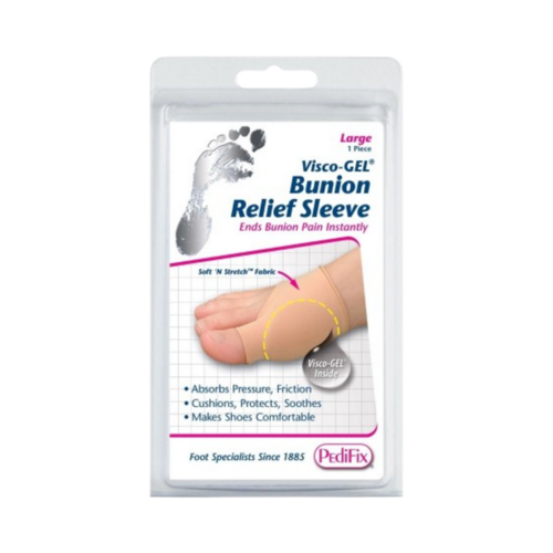 Pedifix Visco-GEL Bunion Relief Sleeve - Small, 1 piece Pedifix Visco-GEL Bunion Relief Sleeve - Large on white background