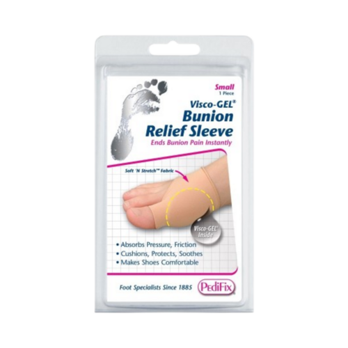 Pedifix Visco-GEL Bunion Relief Sleeve - Small, 1 piece Pedifix Visco-GEL Bunion Relief Sleeve - Large on white background