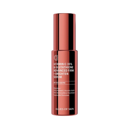 Allies of Skin Vitamin C 35% and Glutathione Advanced Firm + Brighten Serum on white background