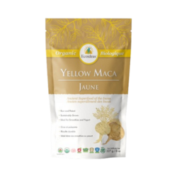 Yellow Maca Org on white background