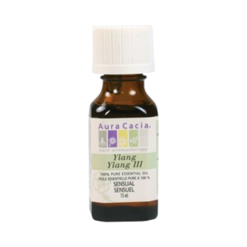 Aura Cacia Ylang Ylang III Oil on white background